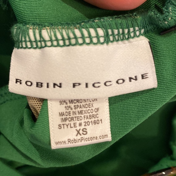 Robin piccone Xs green bikini top tortoise shell tie front bralette Hailey - Picture 7 of 7